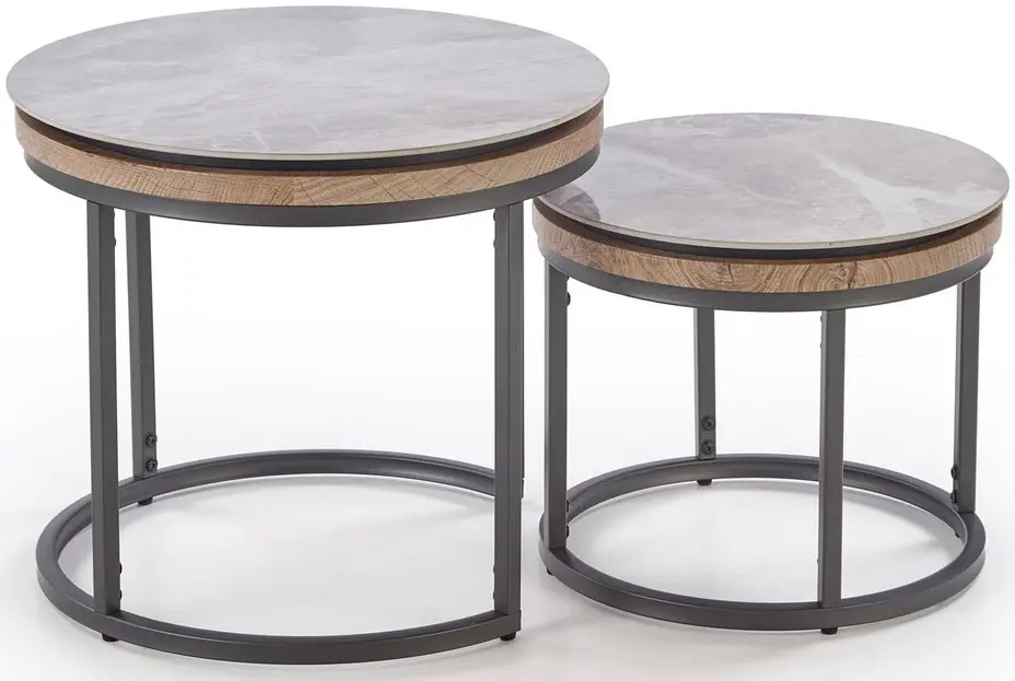 Набор журнальных столиков Halmar Itaka 2 (Grey Marble/Graphite) - 7