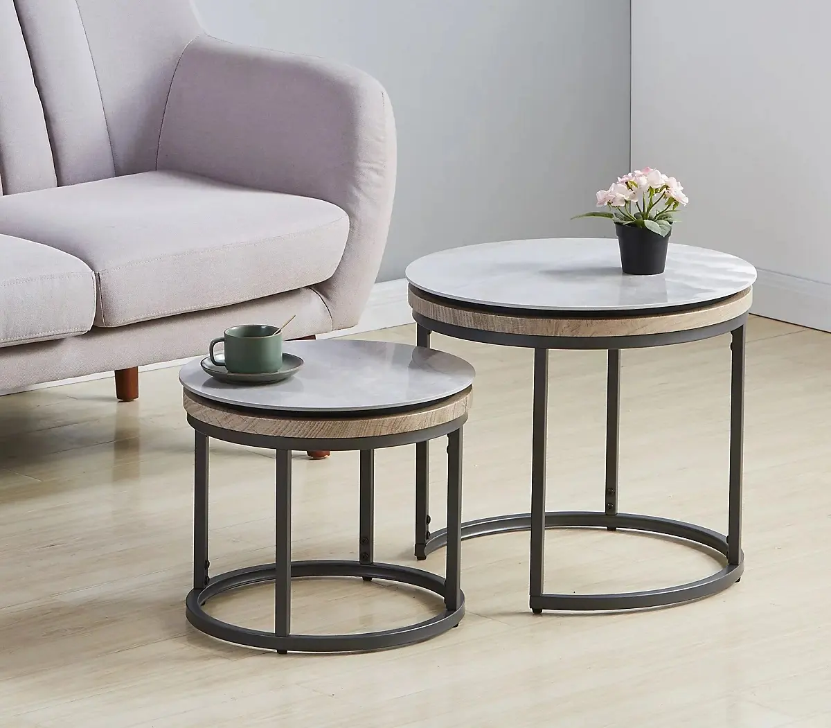 Набор журнальных столиков Halmar Itaka 2 (Grey Marble/Graphite)