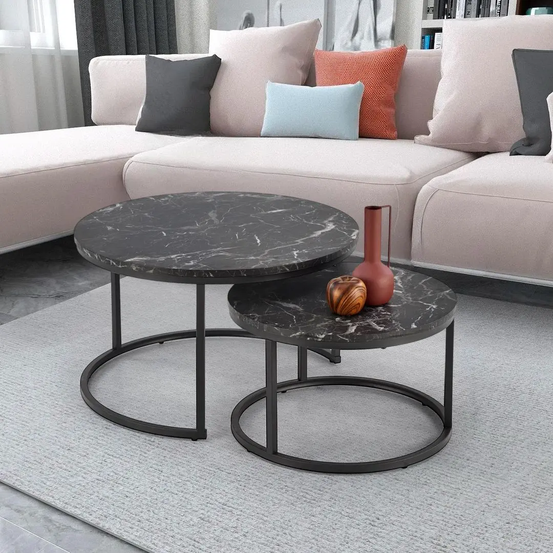 Set masute pentru reviste Halmar Java (Black Marble/Black)