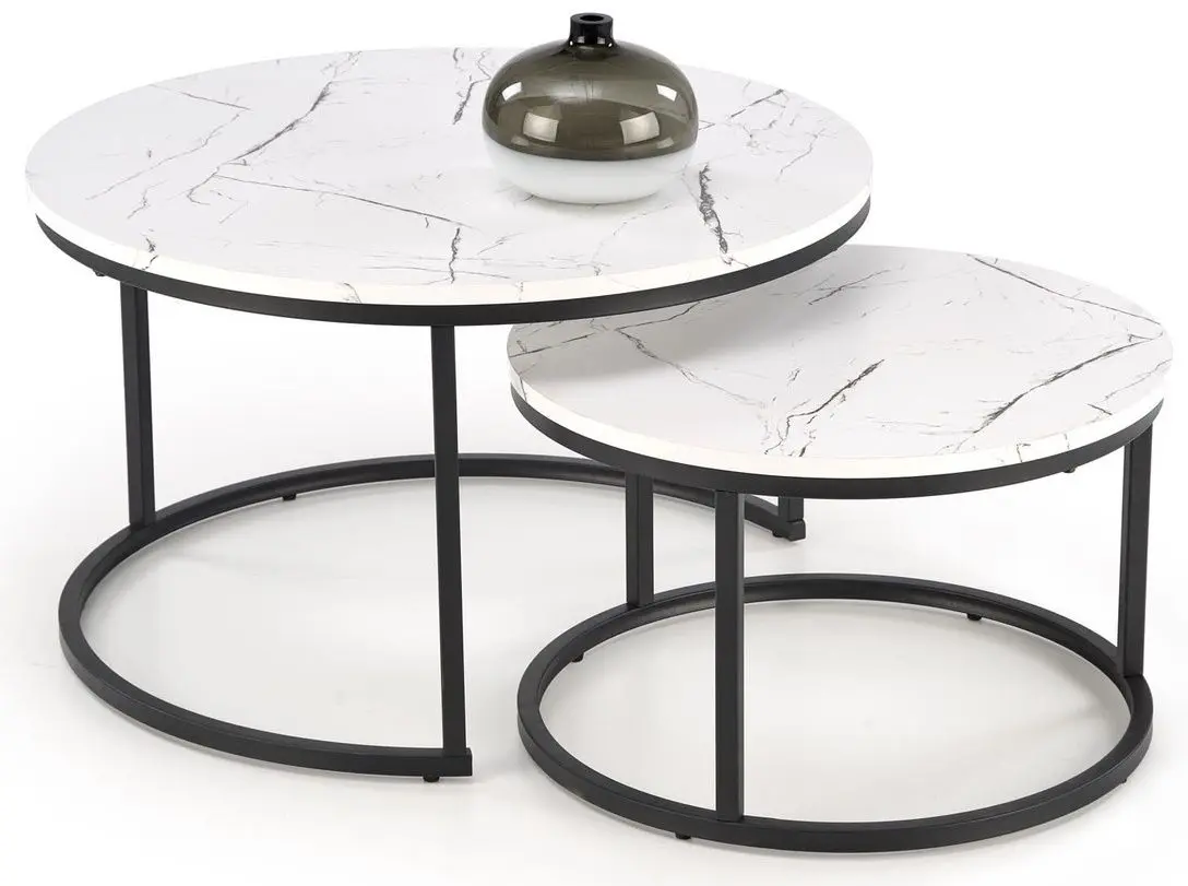 Set masute pentru reviste Halmar Java (White Marble/Black)