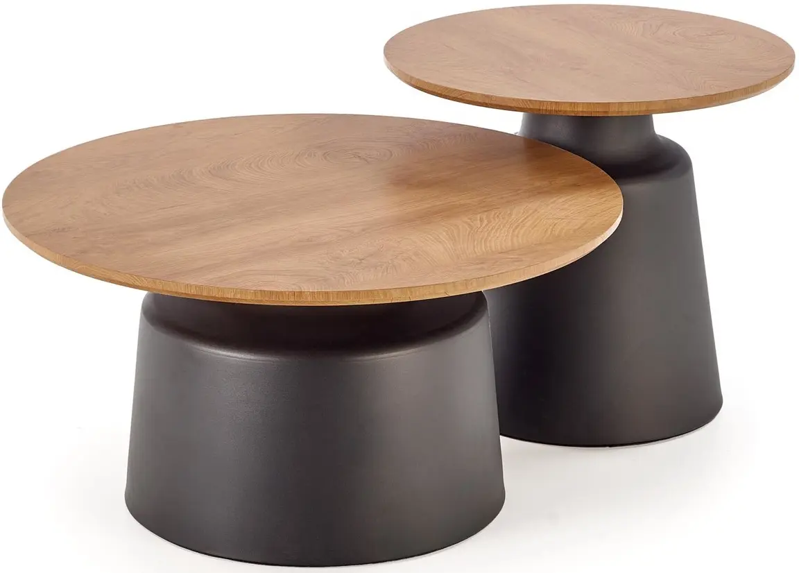 Set mese pentru reviste Halmar Malomi 2pcs (Natural/Black) - 2