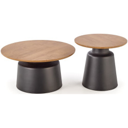 Set mese pentru reviste Halmar Malomi 2pcs (Natural/Black) Thumb