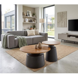 Set mese pentru reviste Halmar Malomi 2pcs (Natural/Black)