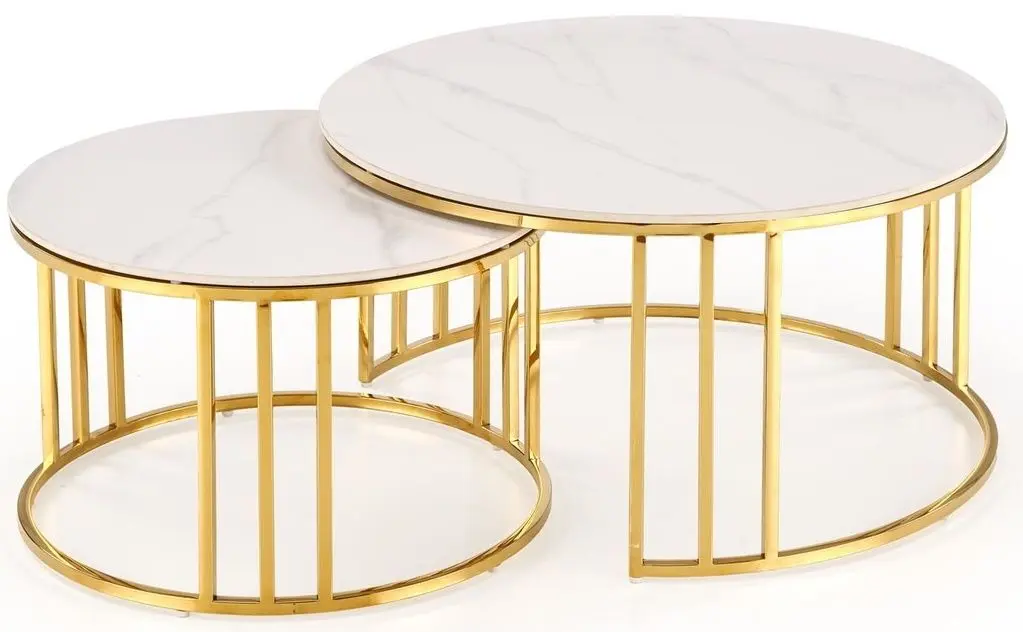 Set masute pentru reviste Halmar Mercury 3 (White Marble/Gold)