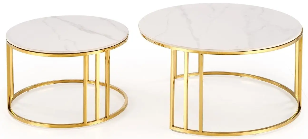 Set masute pentru reviste Halmar Mercury 3 (White Marble/Gold)