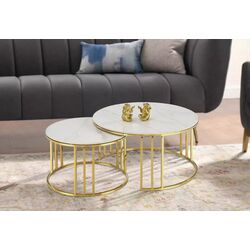 Set masute pentru reviste Halmar Mercury 3 (White Marble/Gold)
