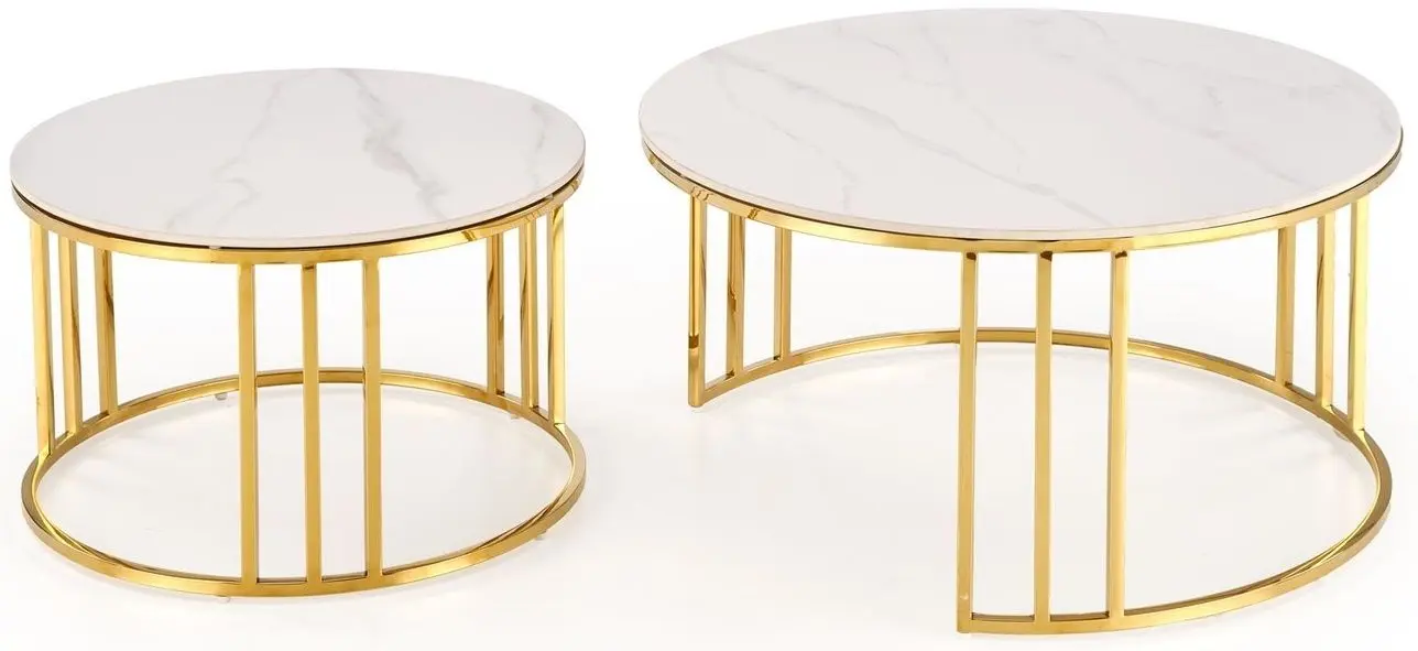 Set masute pentru reviste Halmar Mercury 3 (White Marble/Gold)