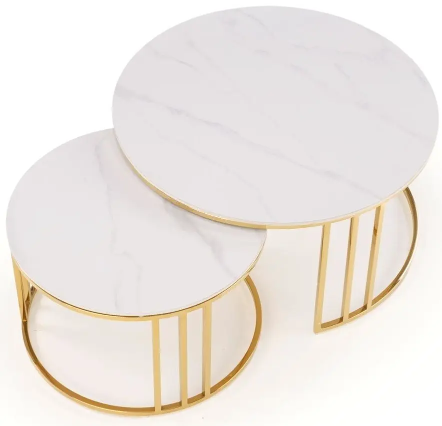 Set masute pentru reviste Halmar Mercury 3 (White Marble/Gold)