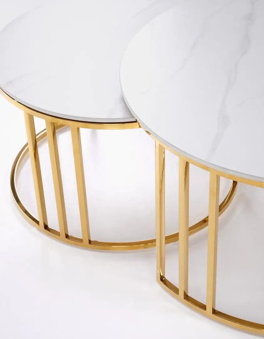 Set masute pentru reviste Halmar Mercury 3 (White Marble/Gold)