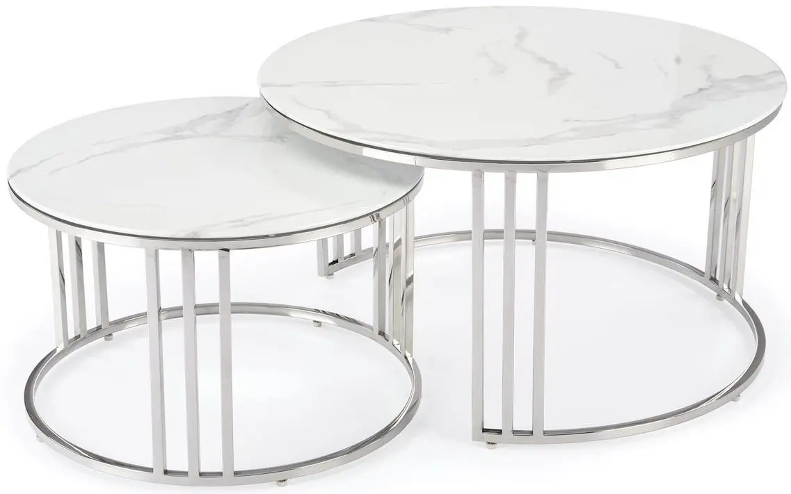 Set masute pentru reviste Halmar Mercury (White Marble/Silver)