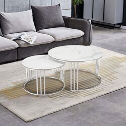 Set masute pentru reviste Halmar Mercury (White Marble/Silver)