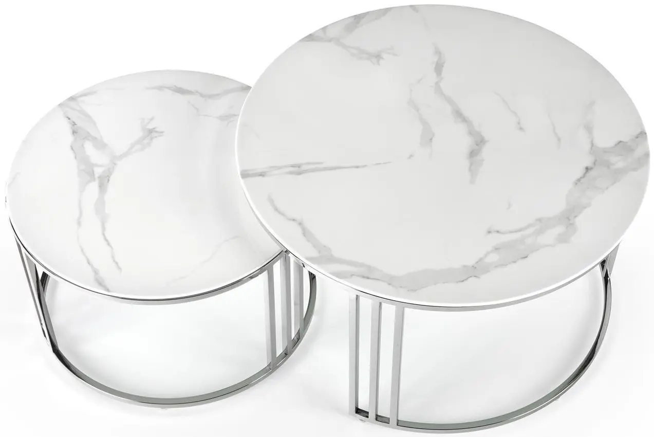 Set masute pentru reviste Halmar Mercury (White Marble/Silver)