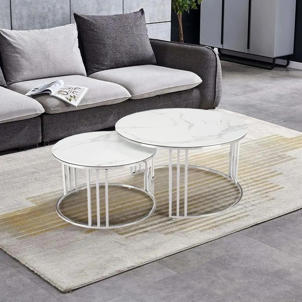 Set masute pentru reviste Halmar Mercury (White Marble/Silver)