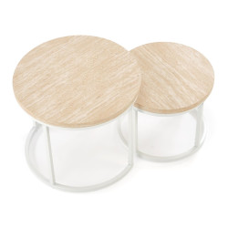 Set mese pentru reviste Halmar Oreo 2pcs (Travertine/White) Thumb