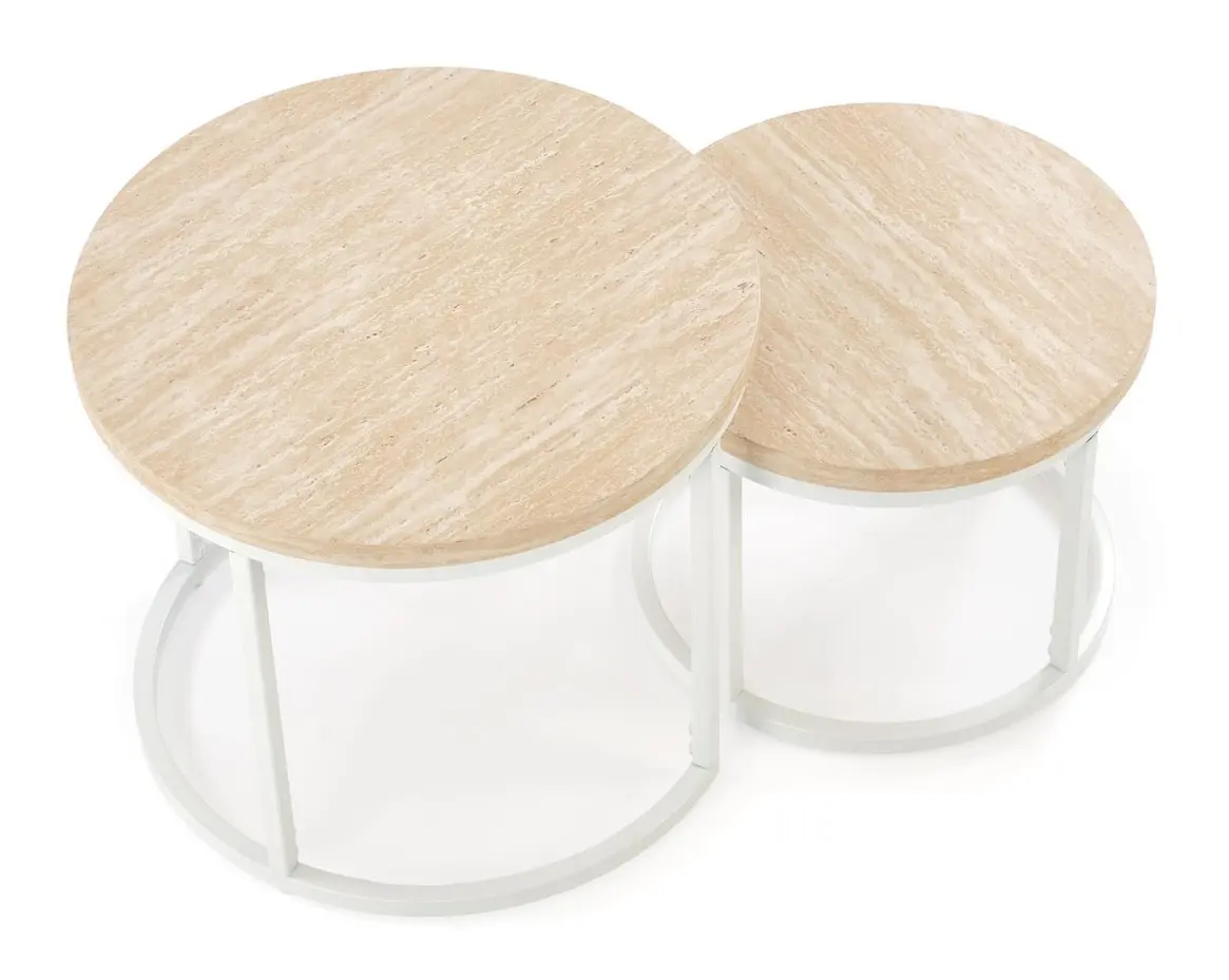 Set mese pentru reviste Halmar Oreo 2pcs (Travertine/White)