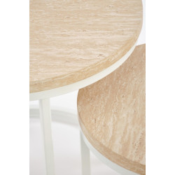 Set mese pentru reviste Halmar Oreo 2pcs (Travertine/White) Thumb