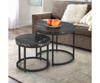 Set masute pentru reviste Halmar Oreo (Black Marble/Black)