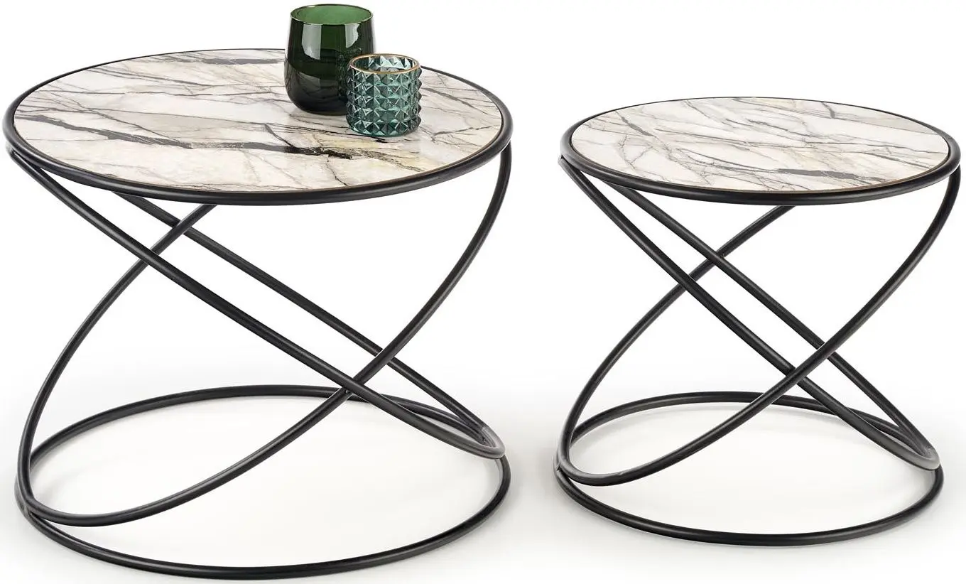 Set mese pentru reviste Halmar Susanna (White Marble/Black) - 4