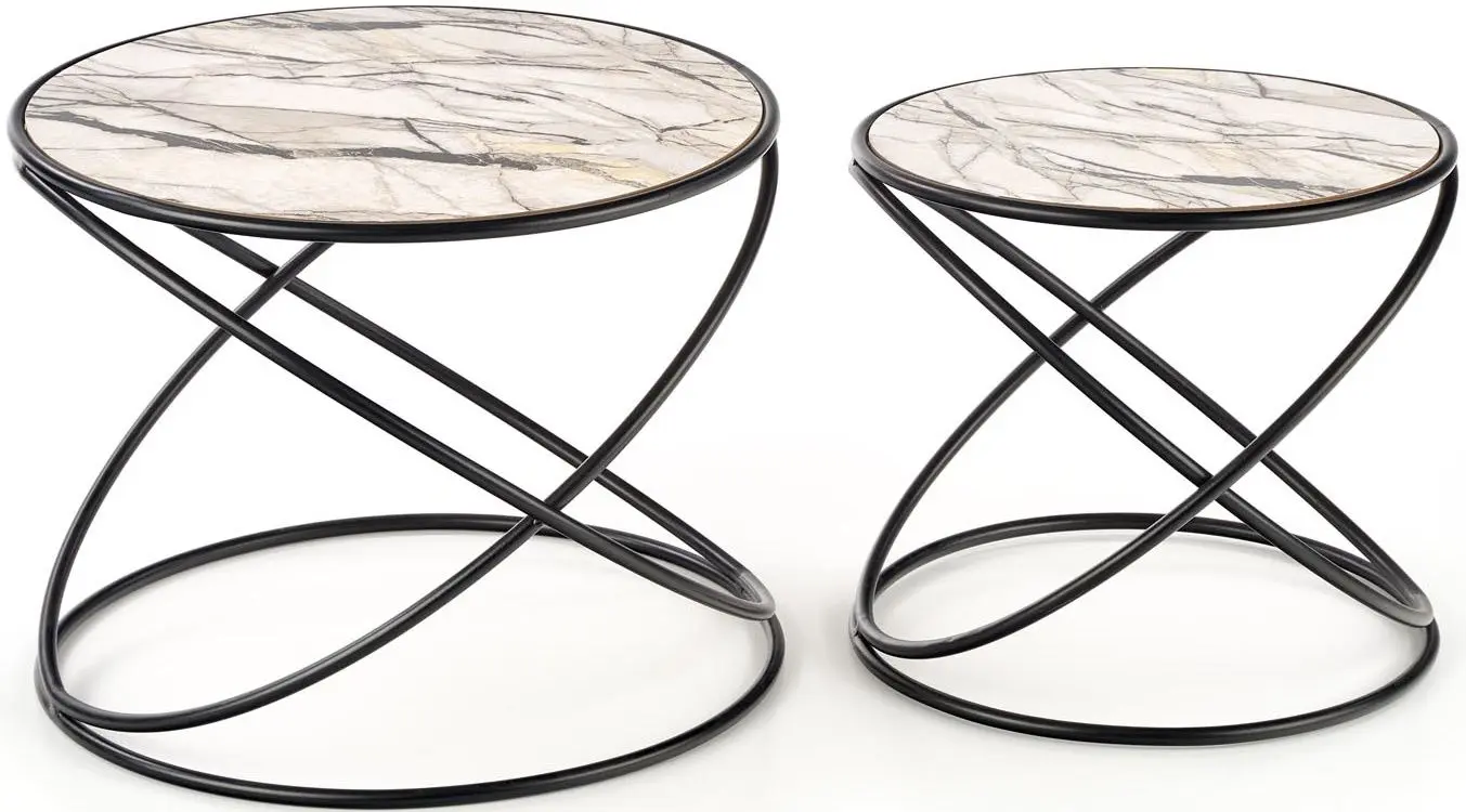 Set mese pentru reviste Halmar Susanna (White Marble/Black)