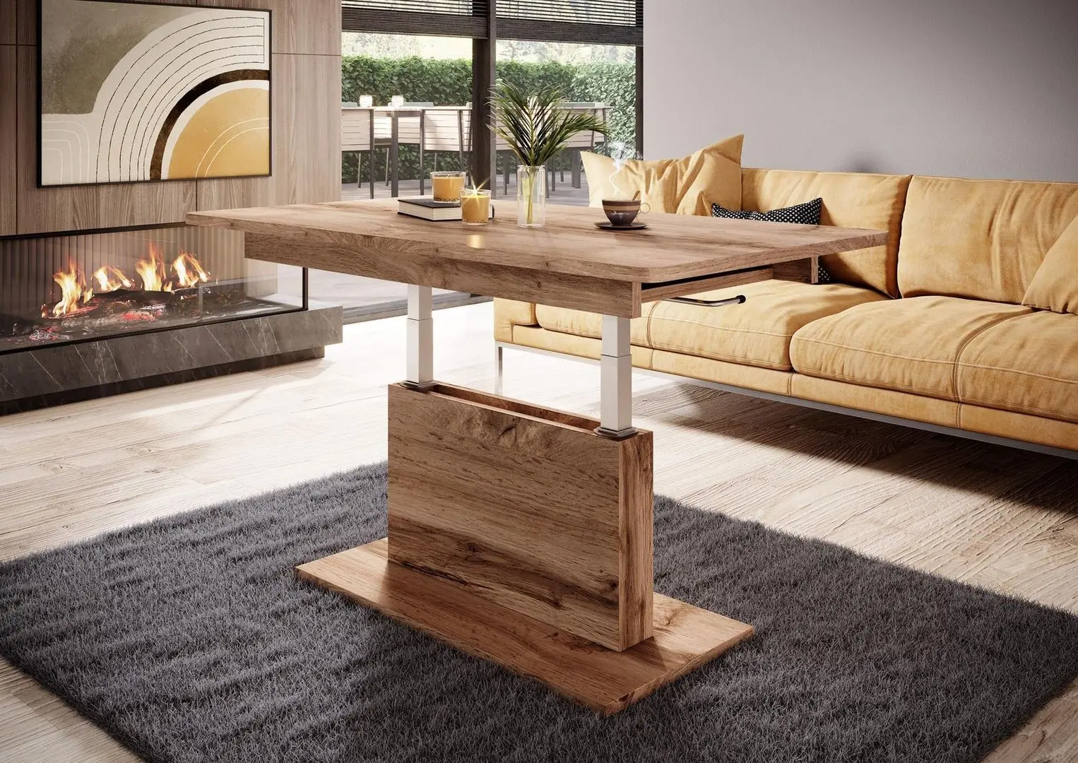 Журнальный стол-трансформер Halmar Busetti (Wotan Oak)