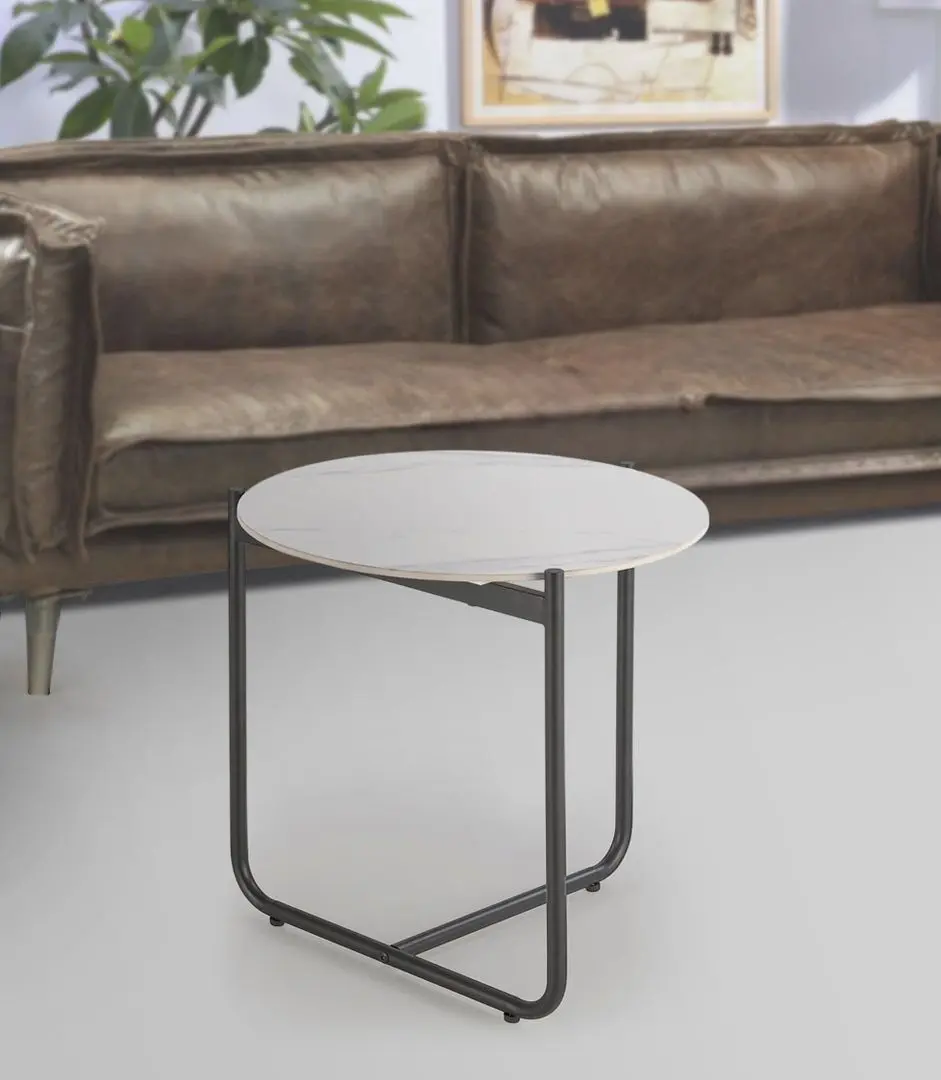 Masa pentru reviste Halmar Acuna S (White Marble/Black)