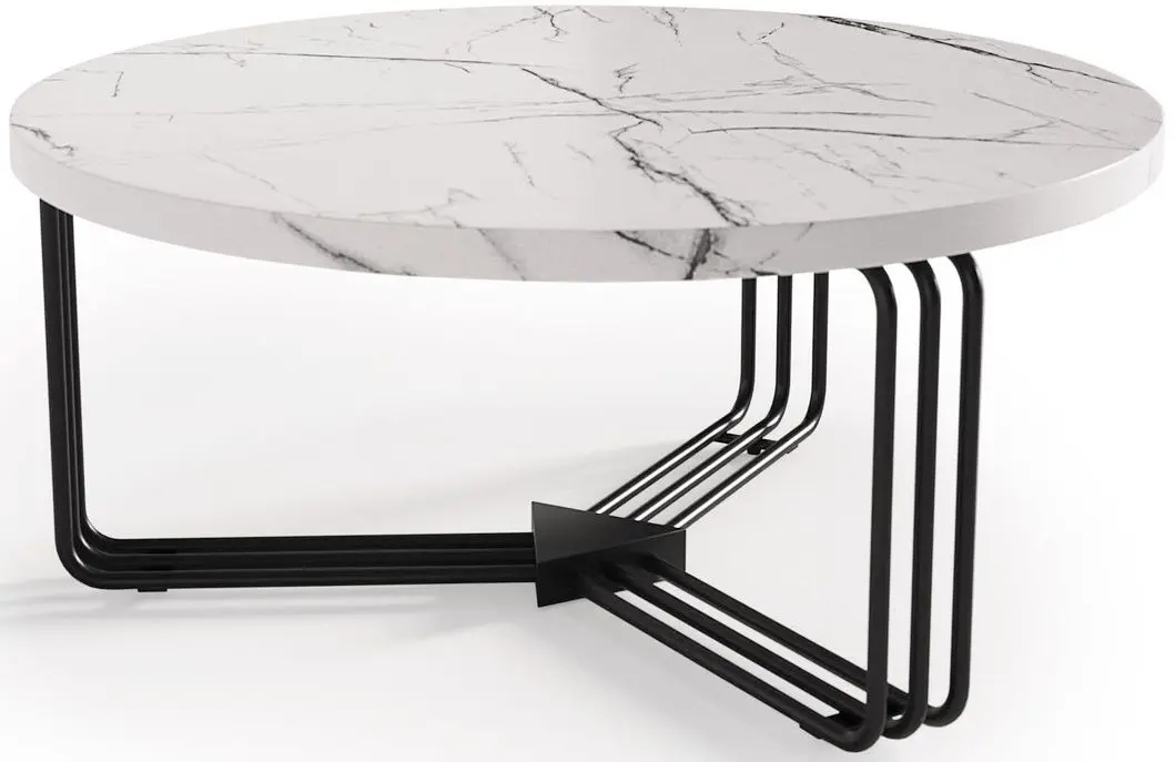 Masa pentru reviste Halmar Antica (White Marble/Black)