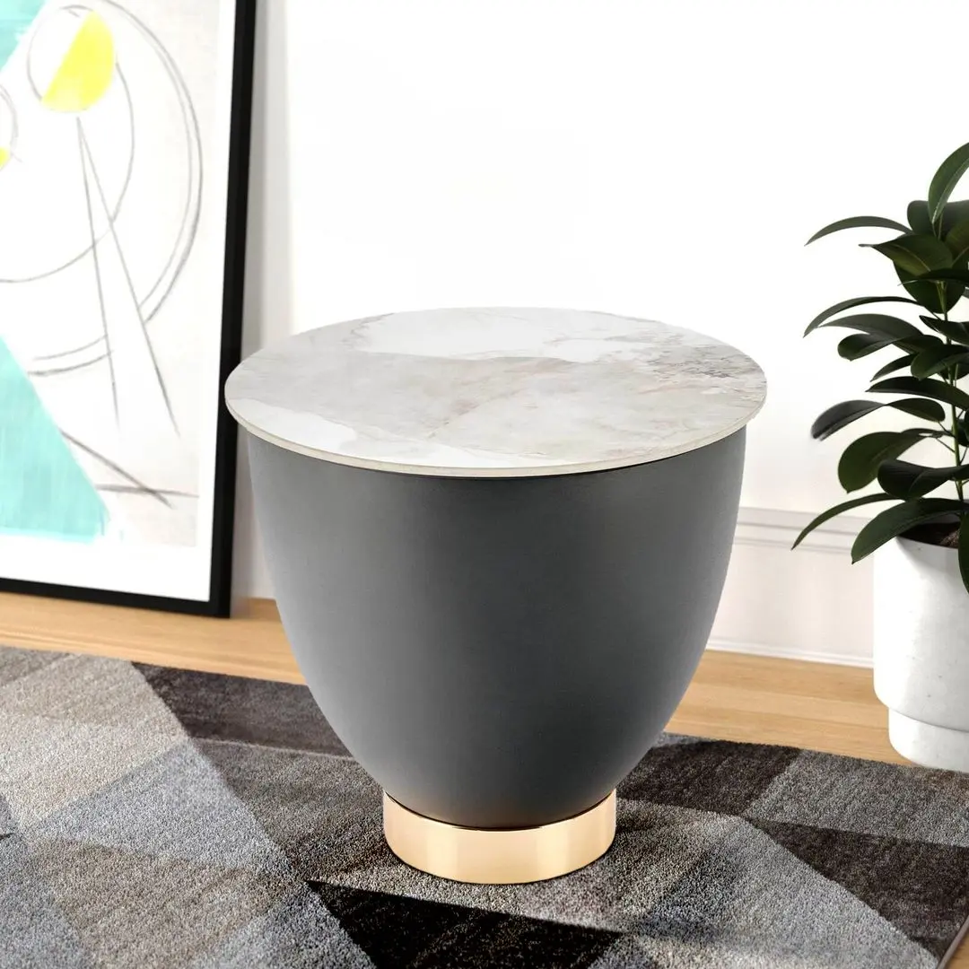 Masa pentru reviste Halmar Cecilia S (Marble/Grey/Gold)
