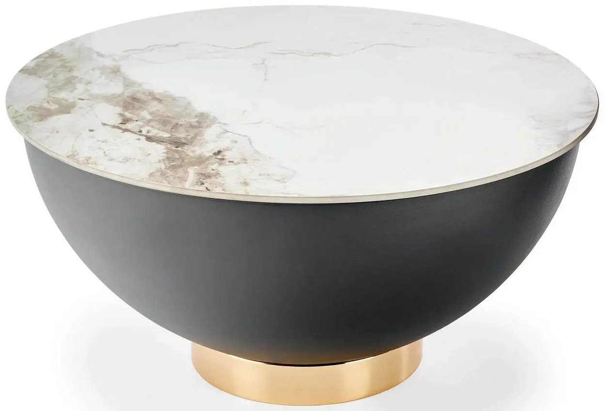 Masa pentru reviste Halmar Cecilia (White Marble/Grey/Gold)