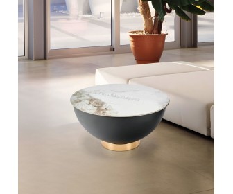 Masa pentru reviste Halmar Cecilia (White Marble/Grey/Gold)