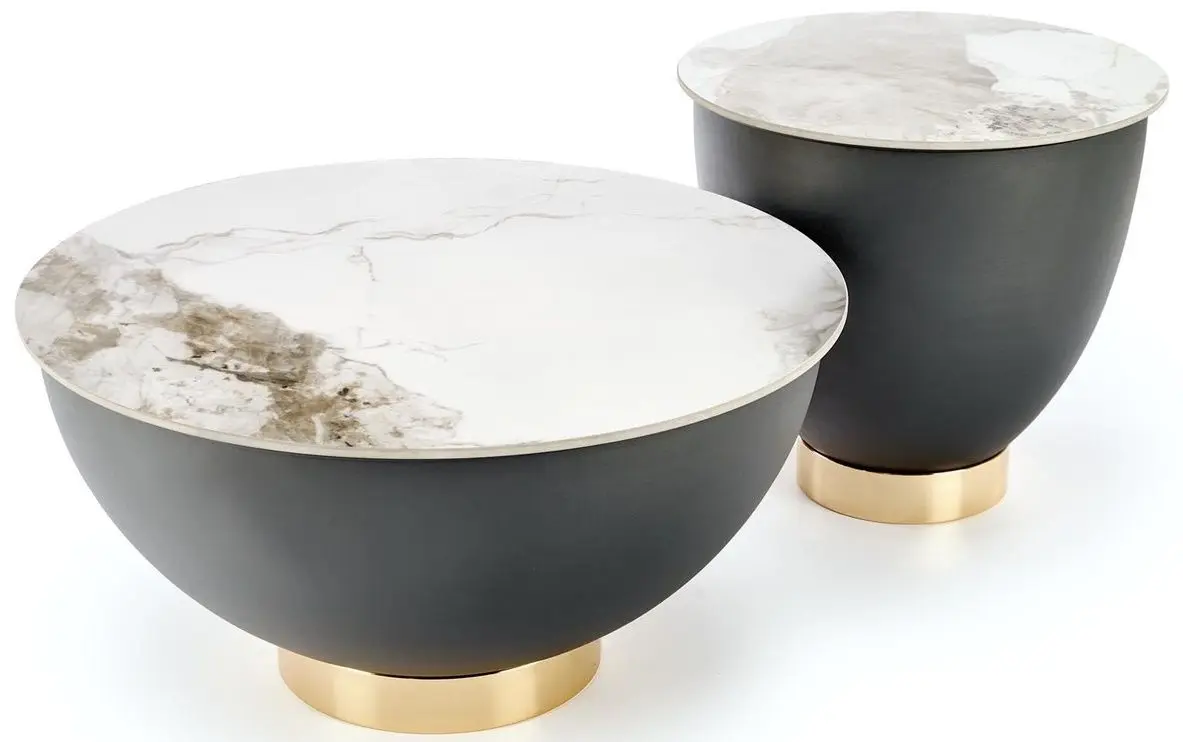 Masa pentru reviste Halmar Cecilia (White Marble/Grey/Gold)
