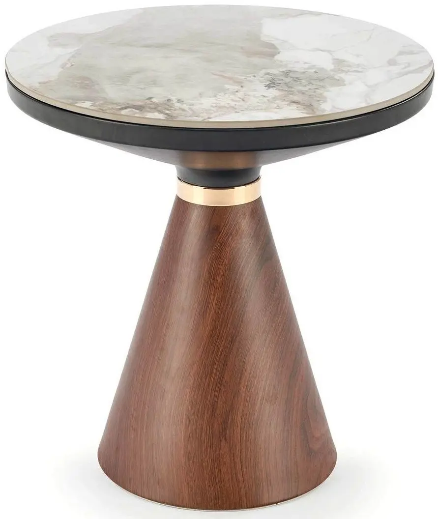 Masa pentru reviste Halmar Genesis S (White Marble/Walnut/Gold)