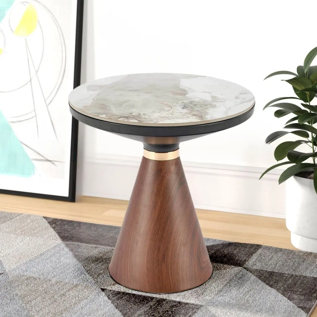 Masa pentru reviste Halmar Genesis S (White Marble/Walnut/Gold)