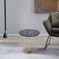 Masa pentru reviste Halmar Harissa G (Gold/Black Marble)