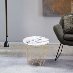 Masa pentru reviste Halmar Harissa G (Gold/White Marble)