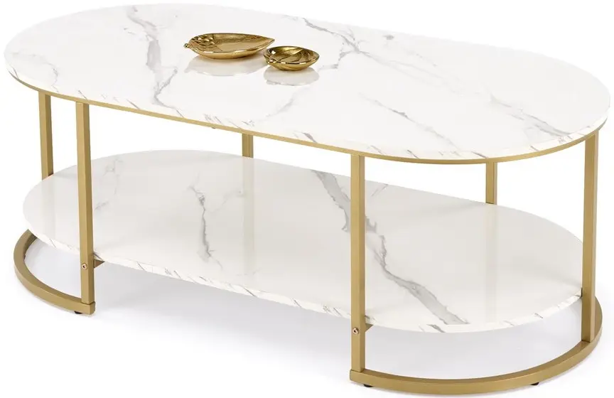 Masa pentru reviste Halmar Kalua (White Marble/Gold) - 2