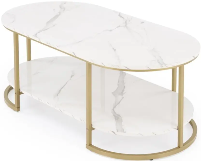 Masa pentru reviste Halmar Kalua (White Marble/Gold) - 3