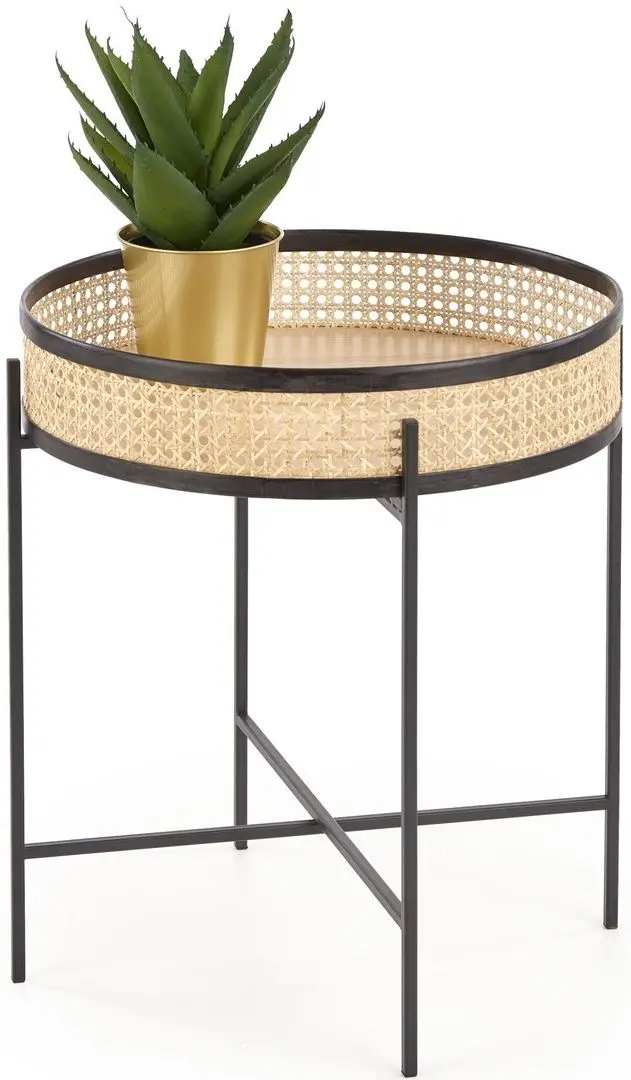 Masa pentru reviste Halmar Lanipa (Black/Natural Rattan)