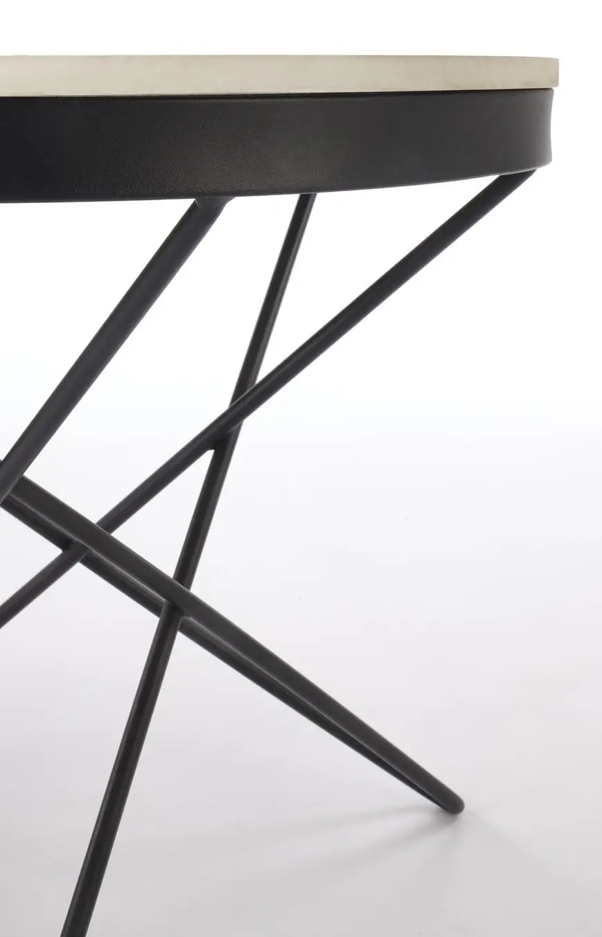 Masa pentru reviste Halmar Leila 2 (White Marble/Black)
