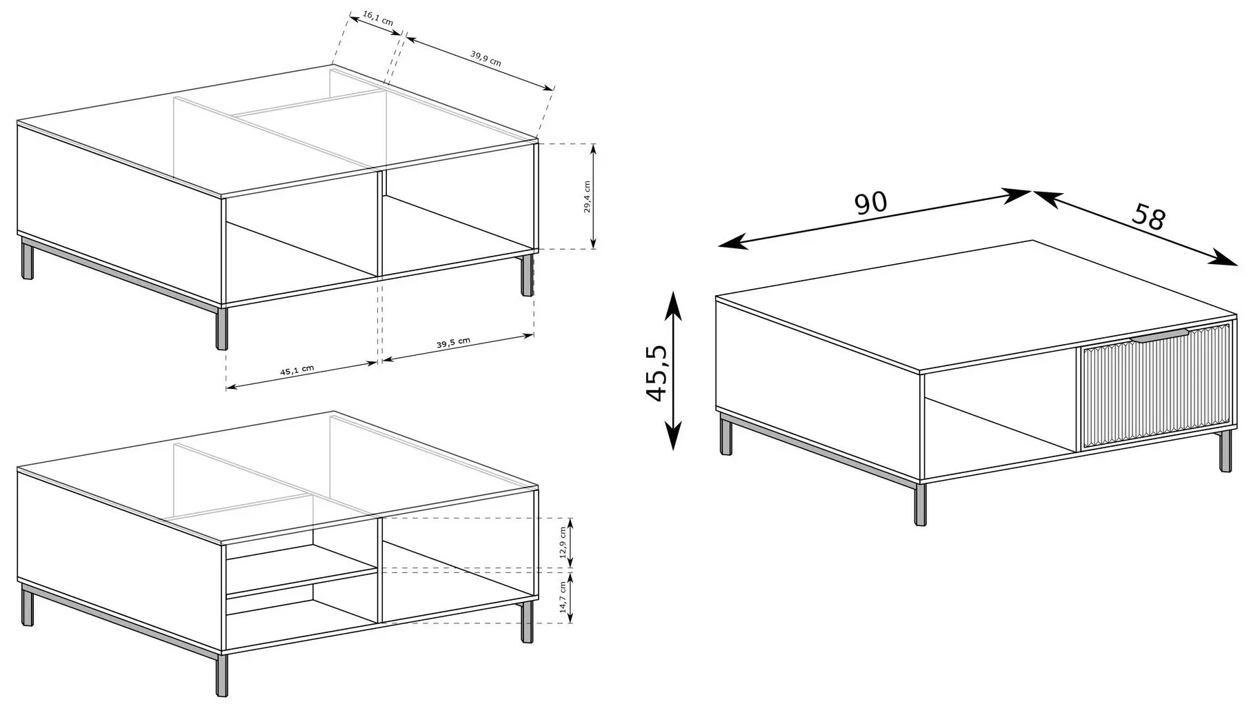 Журнальный столик Halmar LS6 (Cashmere/Black)