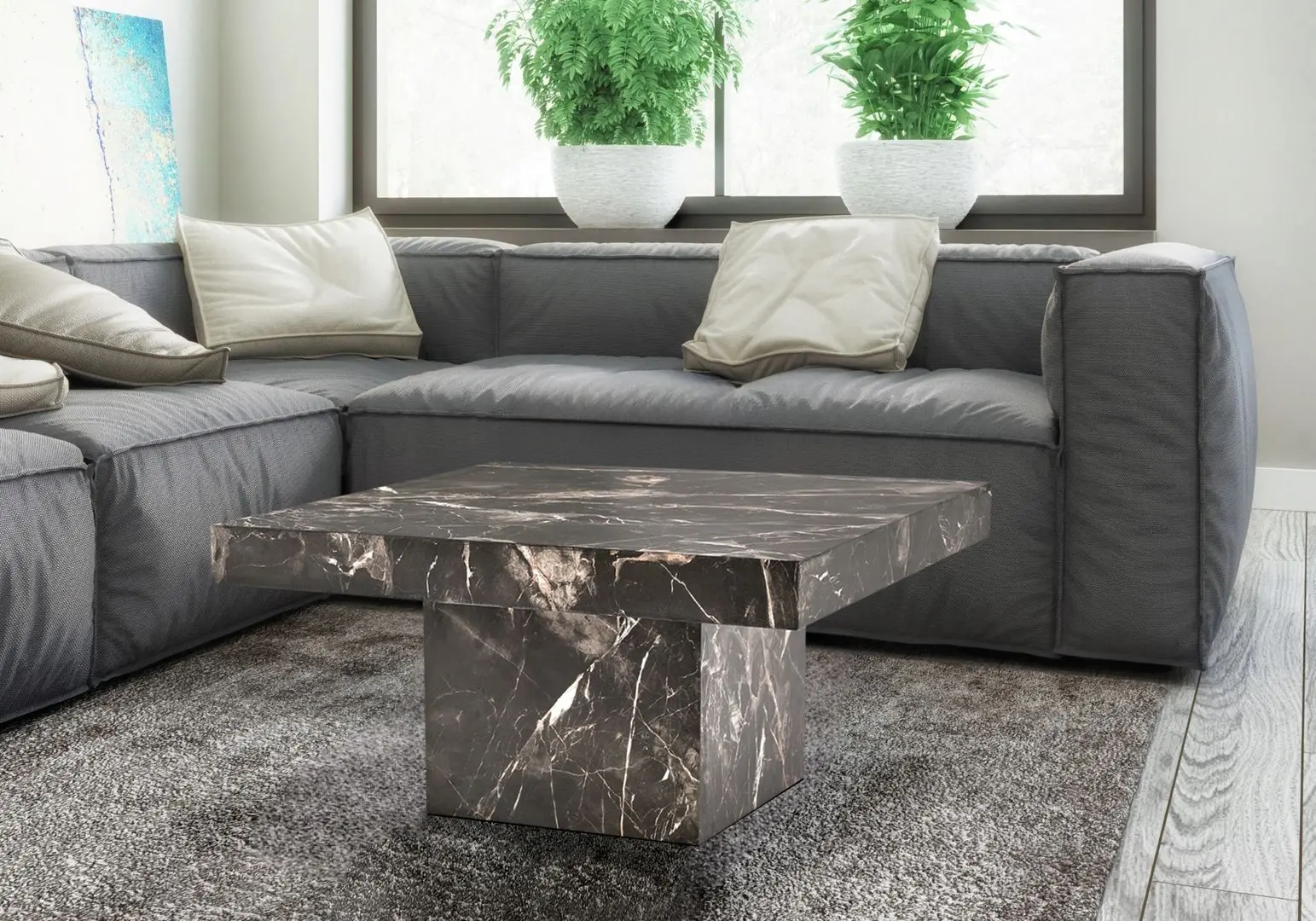 Masa pentru reviste Halmar Monolit (Black Marble)