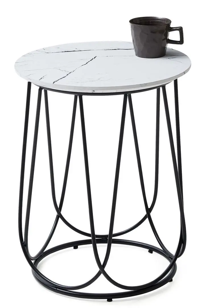 Masa pentru reviste Halmar Nubira S (White Marble/Black) - 2