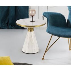 Masa pentru reviste Halmar Talbi (White Marble/White/Gold)