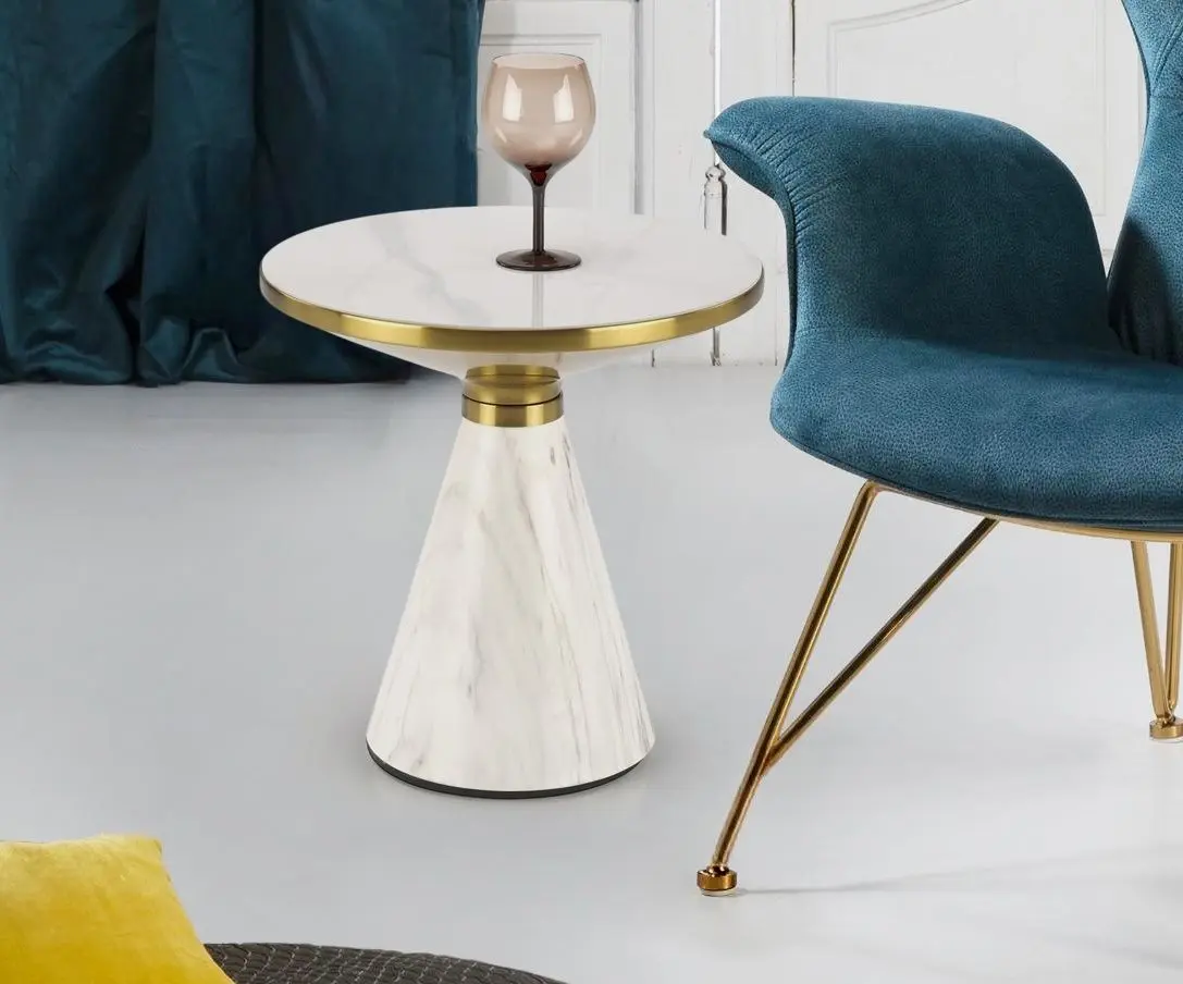 Masa pentru reviste Halmar Talbi (White Marble/White/Gold)