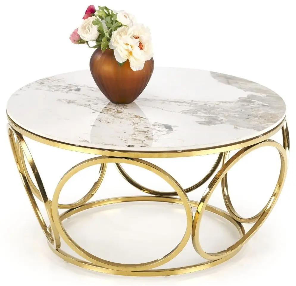 Masa pentru reviste Halmar Venus 2 (White Marble/Gold)
