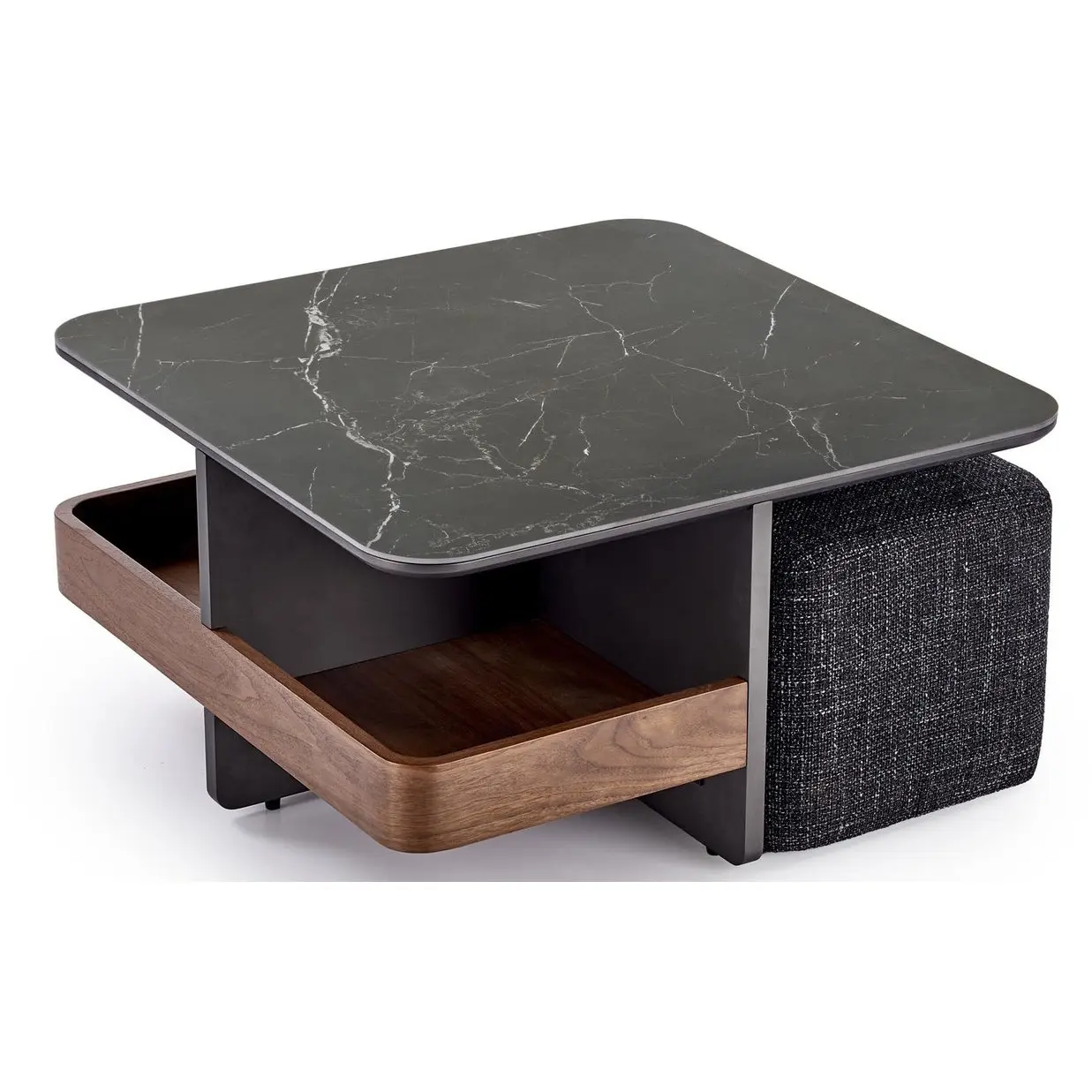 Журнальный столик с 2 пуфами Halmar Vicker (Black/Walnut) - 3