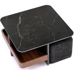 Журнальный столик с 2 пуфами Halmar Vicker (Black/Walnut) Thumb