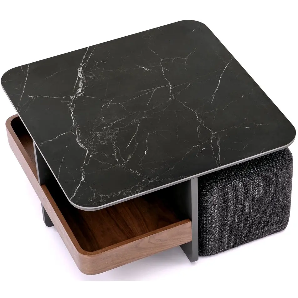 Журнальный столик с 2 пуфами Halmar Vicker (Black/Walnut) - 4