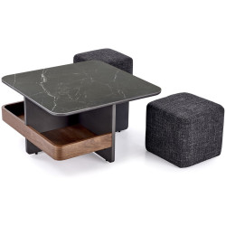 Журнальный столик с 2 пуфами Halmar Vicker (Black/Walnut) Thumb