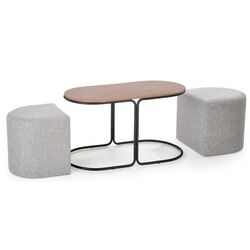 Masa pentru reviste cu tabureti Halmar Pampa (Walnut/Black/Gray) Thumb