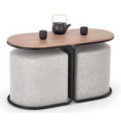 Masa pentru reviste cu tabureti Halmar Pampa (Walnut/Black/Gray) Thumb